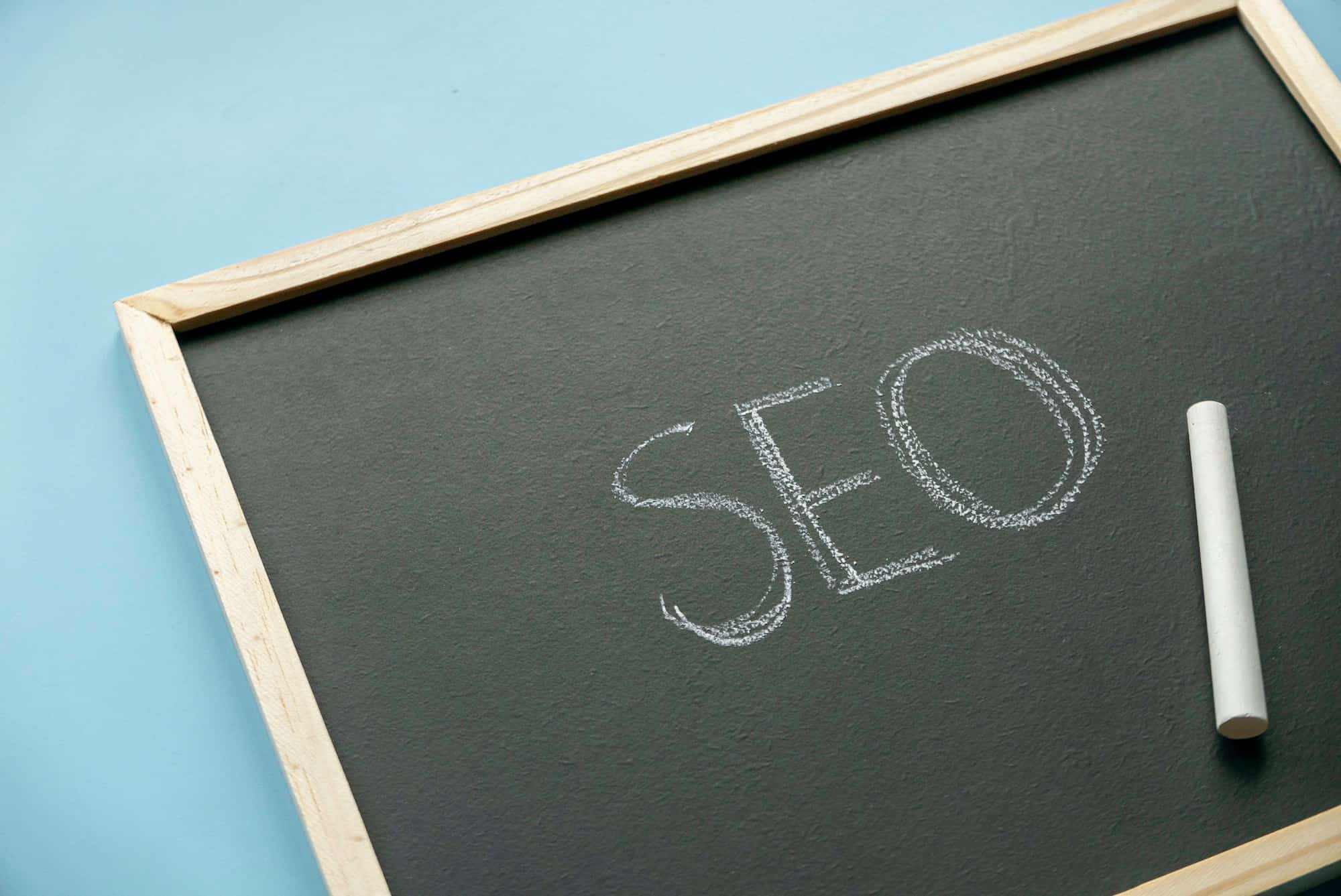 Search engine optimization concept.Chalkboard written with word SEO.