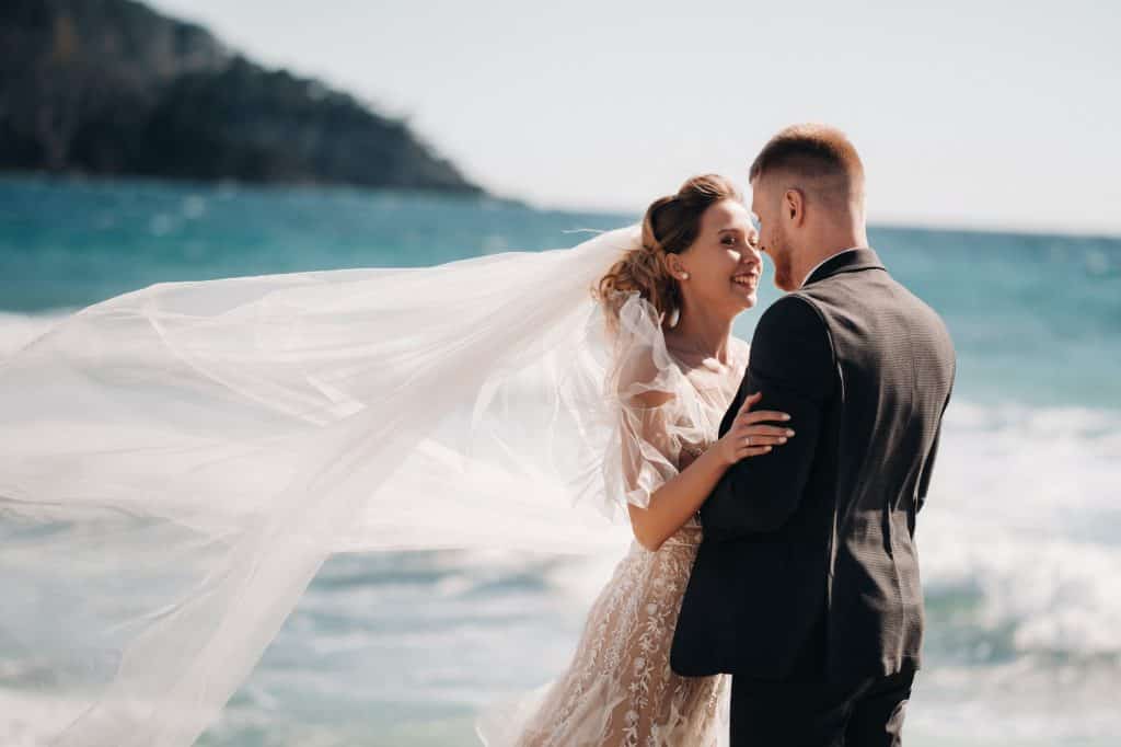 wedding couple on the French Riviera.Wedding in Provence.Bride and groom in France